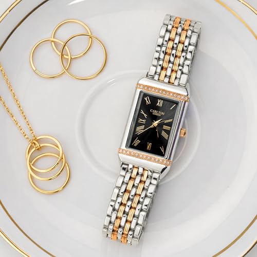 Image of Carlton London Women Amara Analog Watch, Rectangle Dial, Stainless Steel Strap, Quartz Movement, 30M Water Resistant, Casual Wear