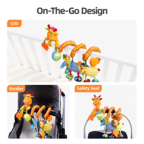 Jollybaby Baby Car Seat Stroller Toys, Plush Activity Hanging Spiral Activity Pram Crib With Music Box, Rattles, Squeaker For Babies Infant Boys Girls(Giraffe) #TOP4
