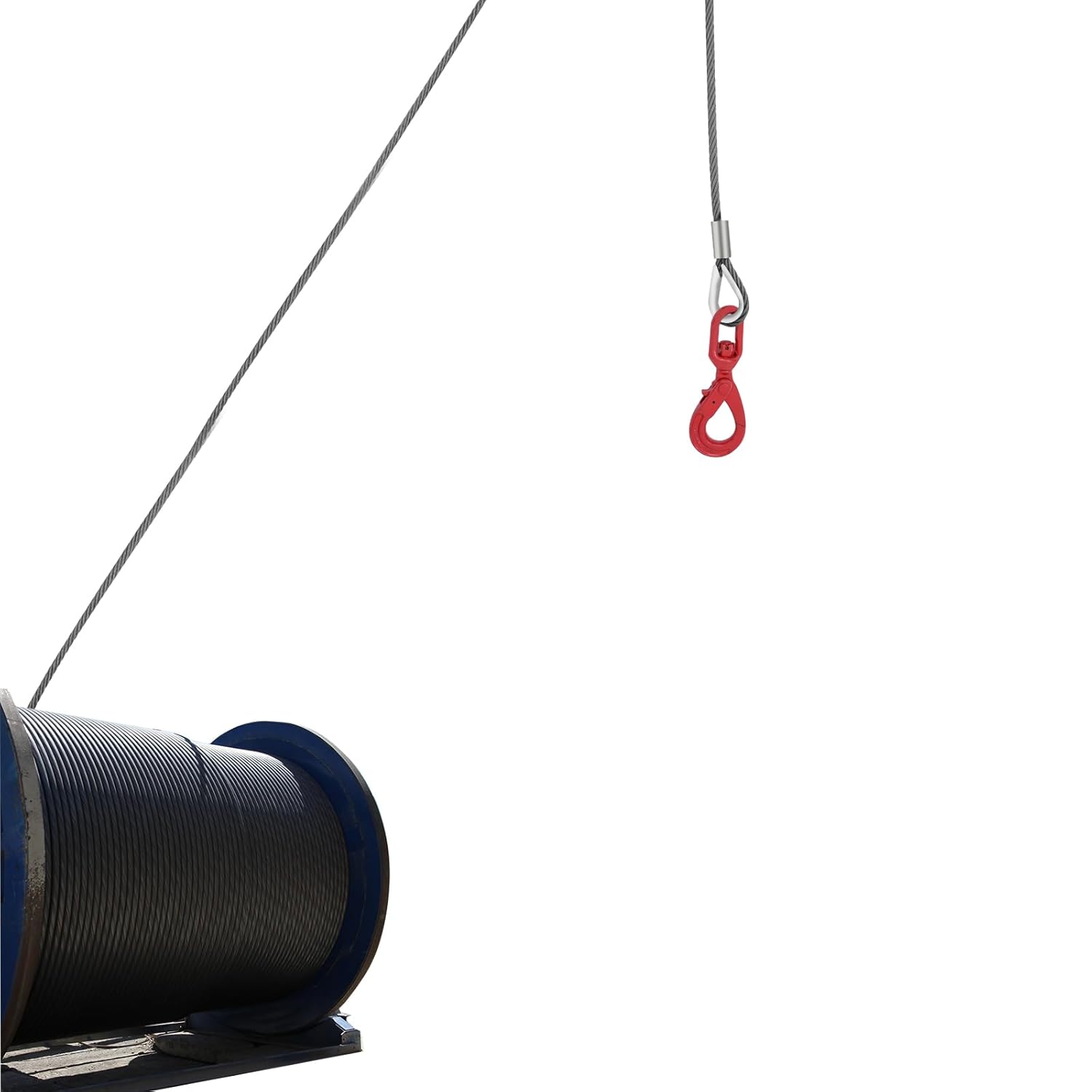 Steel Winch Cable, 7/16" x 50FT Wire Rope with Swivel Self-Locking Hook, Wire Rope Winch Cable for Tow Truck,Crane,Wrecker, Large Off-Road Vehicle, Truck(Red)