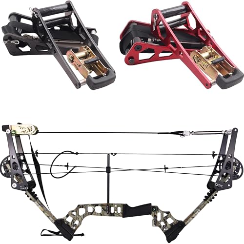 INJOER Archery Compound Bow Press Portable Hand Held Bow Accessories for Compound Bow & Crossbow Aluminum Alloy Ratchet Bow Press Open Tool for Bow String Silencers Replacement (Black)
