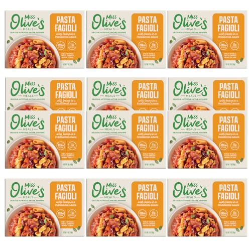 Miss Olive’s Pasta Fagioli Ready Meal, Lower Sodium Recipe, Shelf-Stable