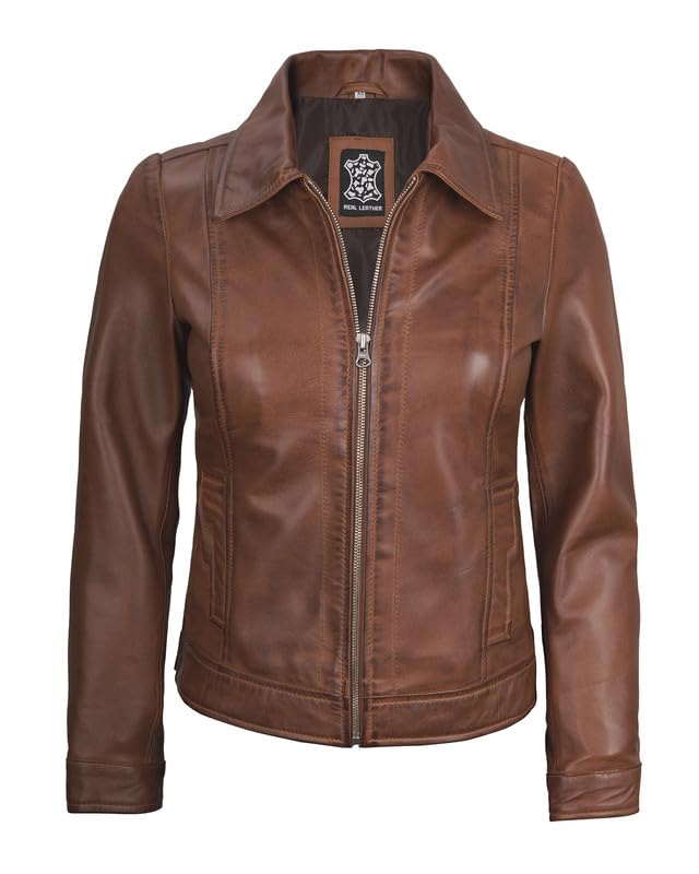 Image of Decrum Vintage Style Women's Leather Jacket - Real Lambskin Casual Leather Jacket for Women