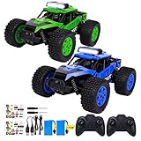 2pcs RC Cars,1:20 Scale Remote Control Toy Car, 4WD High Speed 11.2MPH All Terrains Electric Toy 4×4 Off Road RC Car,with LED Headlight and Two Rechargeable Battery for Boys Kids and Adults Gift