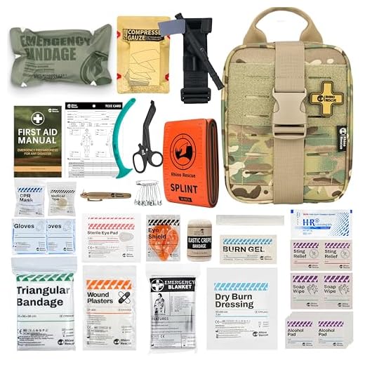 RHINO RESCUE IFAK Trauma First Aid Kit, FSA HSA Eligible, Medical Pouch for Car Home Travel Hiking (Camouflage)