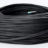 textilkabel Durchmesser: ca. 6,3mm Textilkabel Textilummanteltes Kunststoffleitung Stoffkabel Stromkabel / 3-adrig 3x0,75mm² mit Erdleiter, Lampezubehör (5m, schwarz)
