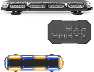 SpeedTech Lights K-Force Micro Elite 21 TIR Mini LED Light Bar – 60 LEDs 180W Magnetic Roof Mount Emergency Strobe Light for Trucks, Cars & Plows (Blue/Amber Alternating)