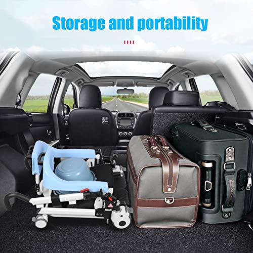 Wheelchair Wheeled Commode Chair Shower Commode Chair On Wheels Transport Wheelchair With 180° Split Seat Commode Chair Height Adjustable Mobile For Seniors Up To 120Kg (Color : Blue, Size : One Siz #TOP3