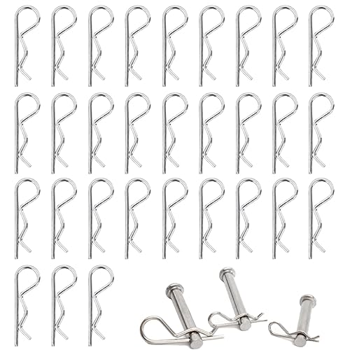 100PCS Cotter Pins,Stainless Steel Clips,RC Body ClipsRugged Steel R Type Pen,Easy to Install Body Clips,Silver Body Splint Clips for 1/10 Remote Controlled Car Housing Model Spare Part(Silver)