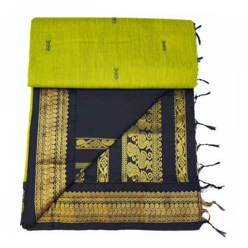 Image of Pure Kalyani Cotton Saree | Zari Border & Blouse Piece - Lata Gadwal Design | Traditional Saree