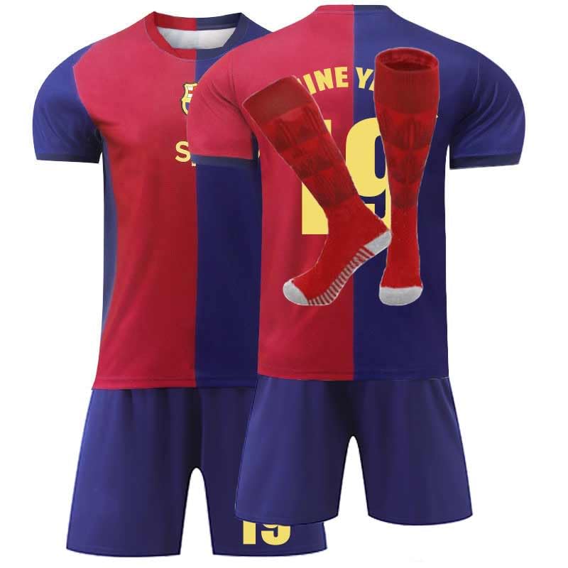 Enwidao 2024-2025 Barca Toddler Short Set, Barcelona Kids Jerseys, Boys Practice Outfits, Girls Short Set T-Shirt Jersey