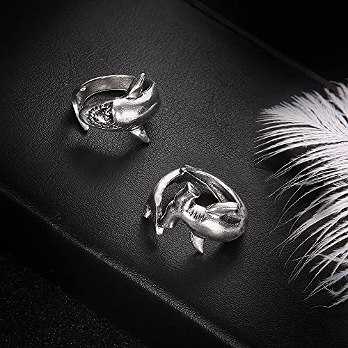 2Pcs Punk Tendance Belle Couleur Argentée Grosse Anneaux Set Pour Femmes Couples Couples de Couple Sucré Joelry-7, Vert, OZZKI, le noir, 7 – vue 2