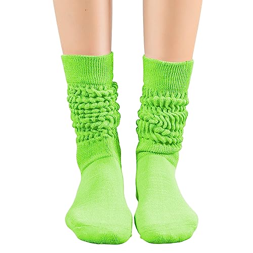 Image of DOOVID Womens Slouch Socks Knee High Socks for Women Cotton Long Scrunch Sock Boot Socks Green