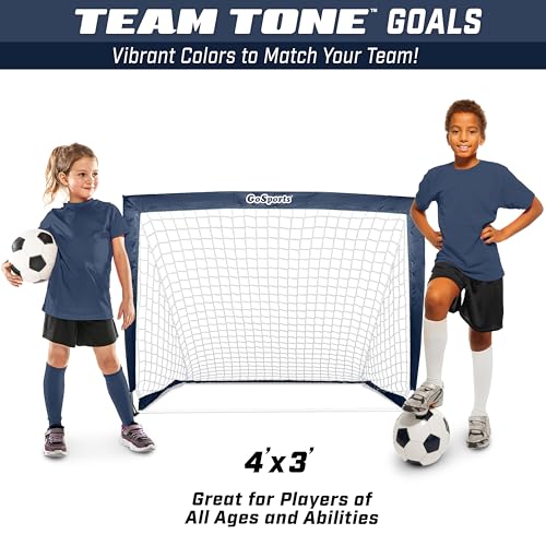 Image of GoSports Portable Soccer Goals for Kids - 13 Color Options - Choose 4 x 3 ft or 6 x 4 ft - Team Tone Pop Up Nets for Backyard