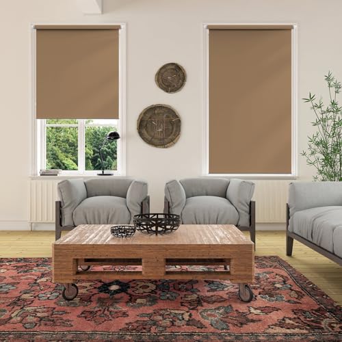 Verdunkelungsrollo 95 x 150 cm, Sichtschutz und Sonnenschutz Blickdicht, Fensterrollo Rollo, ohne Bohren Einfache Installation, für Fenster & Tür, Taupe