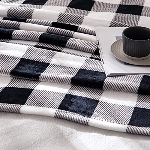 Miulee Buffalo Plaid Fleece Throw Blanket For Sofa Couch Bed, Black And White Checkered Decor, Super Soft Lightweight Cozy Warm Fuzzy Geometric Microfiber Flannel Blanket For All Seasons, 50" X 60" #TOP1