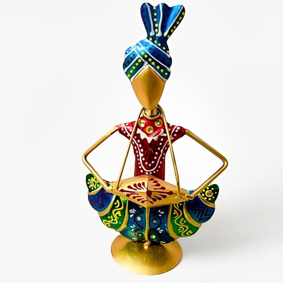 Image of Sitting Sardar Set of 3 Handcrafted Rajasthani Musician Figurines | Traditional Home Decor Showpiece for Living Room, Office Desk & Shelf | Decorative Items for Table | 33 cm