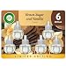 Air Wick Plug In Scented Oil Refill, Infused with Essential Oils, Plug In Air Fresheners for Home, Brown Sugar & Vanilla, 6 ct