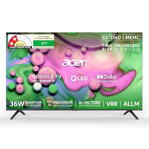 Image of acer 139 cm (55 inches) V PRO Series 4K Ultra HD Smart QLED Google TV AR55QDQGR2851AD