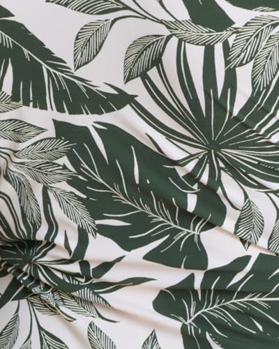 Gottex Modest Women Draped Tie Skirt in Ivory and Green Tropical Print with Adjustable Tie and Flattering Draped Design4