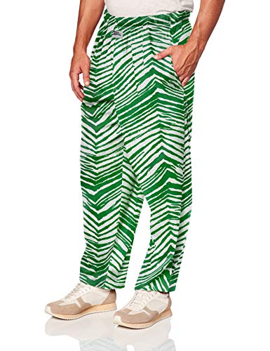 Zubaz Men's Classic Zebra Printed Athletic Lounge Pants, Kelly Green/White, 2XL