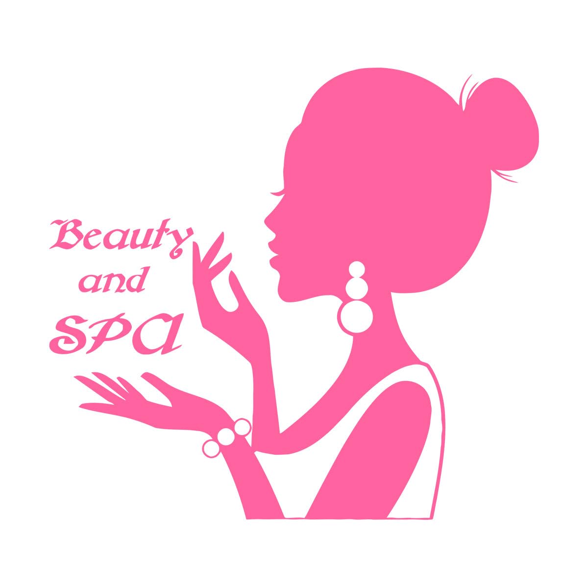 Vinyl Wall Decal Beauty and SPA Logo Signboard Woman Silhouette Stickers Beauty Salon Wall Decals Removable Art Mural Small - 30x32cm — image 1
