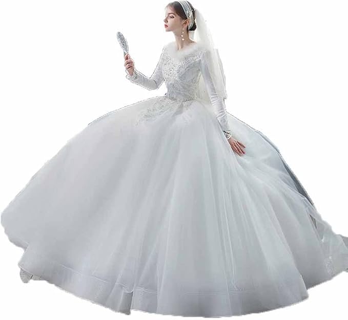 Amazon Co Jp フォーマルドレス カラードレス レディース 花嫁ドレス 秋冬 結婚式 ブライダル パーティー パーティードレス 長袖 レディース ファッション 可愛い ハイウエスト ブライズメイド 体型カバー クラシカル ステージドレス 服 ファッション小物