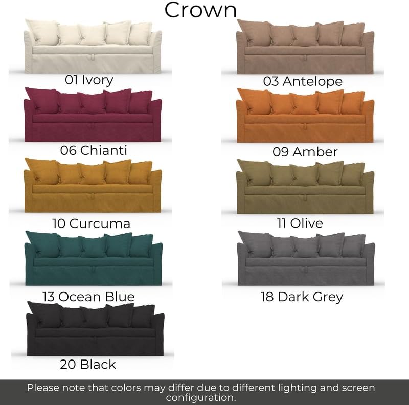 comfortly Cover for Holmsund 3 Seat Sofa Bed, Replacement Slipcover, Heavy Duty 10 pcs Cover, Soft Durable Washable Fabric, Easy to Clean & Replace (Crown - Amber)