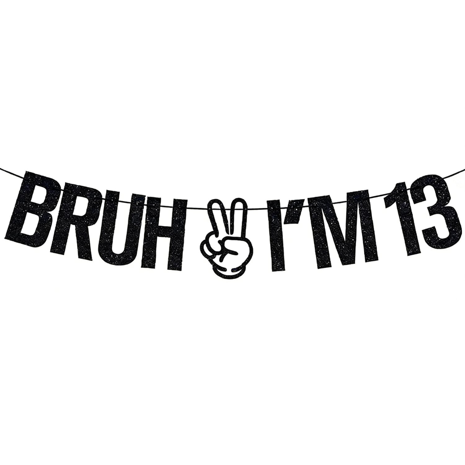 Happy Birthday Banner Black, Flashing Banners I'm 13th Birthday Decorations for Boys Girls (Age 13)