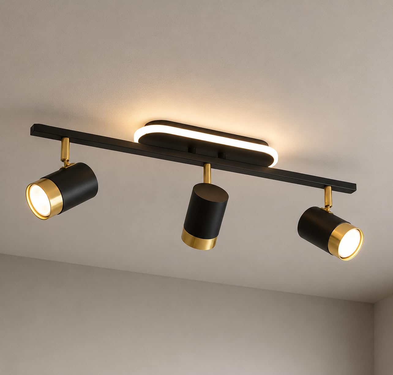 HOVLO 3-Light LED Ceiling Spotlight | Black & Gold Adjustable Spot Light | 3CCT Warm/Natural/Cool White | Rotating Heads Ceiling Light for Living Room, Bedroom, Hallway & Office-image-13