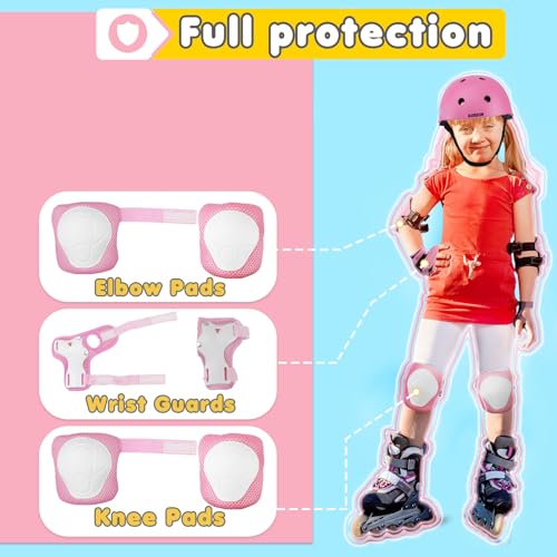 BURSUNLY Knieschoner Kinder, Schoner Inliner Kinder Knieschützer Protektoren Set Knie und Ellenbogenschützer Handgelenkschoner Kinder Schützer für Inliner Fahren Skateboard Skating