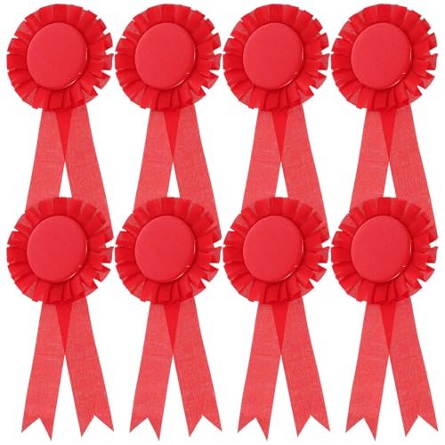 20 Badges Vierges en Tôle Émaillée Petits Supports Épingles Ruban Satin Rouge Fêtes