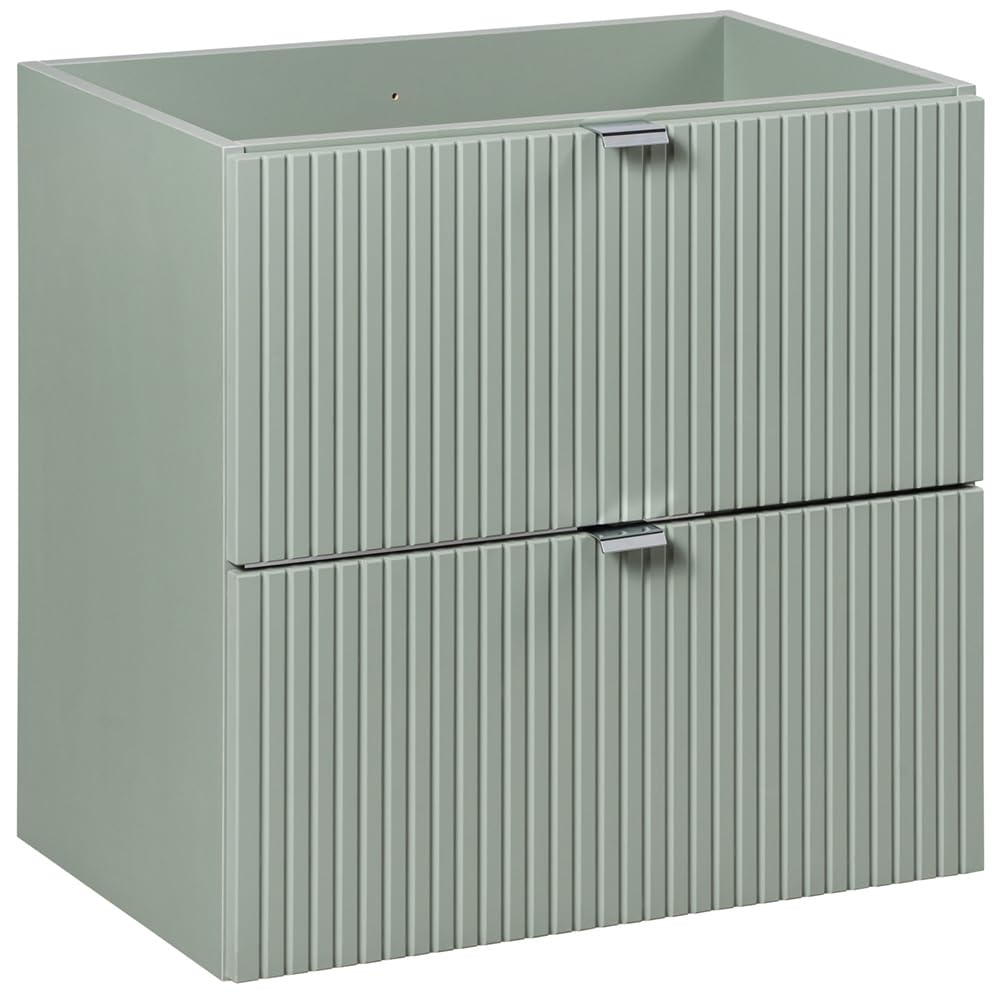 Lomadox Mobile doppio lavabo 120 cm, verde e rovere, parte anteriore scanalata, montaggio sospeso, profondità 40 cm
