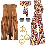 Spooktacular Creations Halloween 70s Outfits for Women, Halloween Hippie Costume Women with Accessories for Cosplay