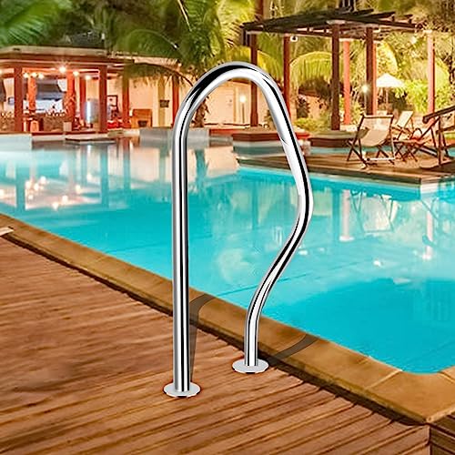 Barandal de piscina de acero inoxidable, 3 curvas, seguro miniatura 1