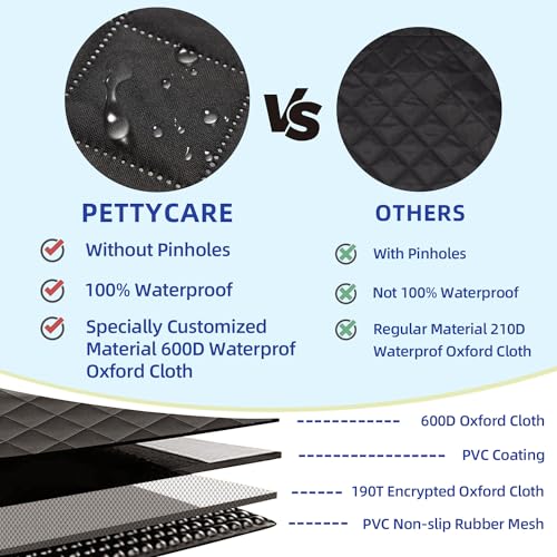 pettycare Heavy Duty Dog Car Seat Cover - Waterproof Back Seat Cover for Pet, Non-Slip & Scratch Proof Car Seat Cover for Dogs, Easy to Clean Dog Hammock for Cars Trucks SUVs