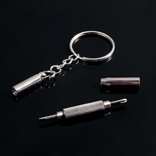 Miniatura 6 de 5 unids 3 en 1 mini destornillador de reparación llavero destornillador de metal mano herramienta kit para gafas de sol teléfonos móviles gafas reloj