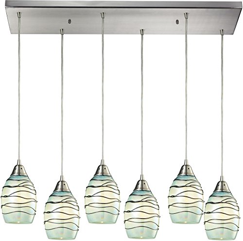 Elk Lighting 31348/6RC-MN Vines Collection 6 Light Chandelier, 30" x 30" x 8", Satin Nickel