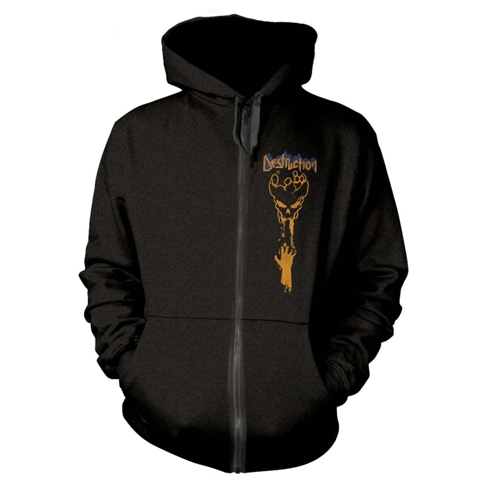 Destruction Hoodie Infernal Overkill Band Logo Official Mens Black Zipped XXL