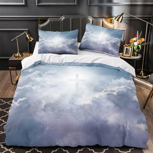 Housse de Couette Croix Céleste 140x200 Parure Lit Enfant Microfibre - 2