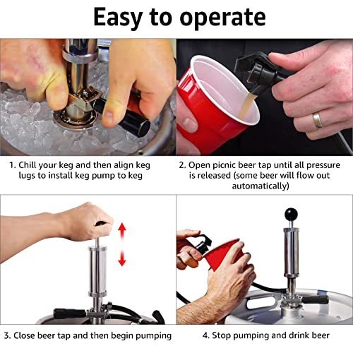 image for MRbrew Keg Party Pump, American D System Beer Keg Tap Keg Hand Pump 4'