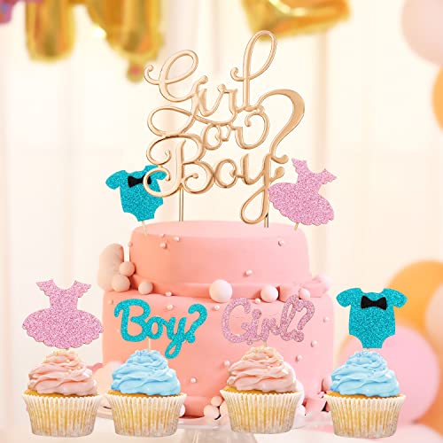 Decorazione per torta Boy or Girl per la rivelazione di genere, torta ragazzo o ragazza Muffin Deco Cupcake Topper Cake Topper Toothpicks per la decorazione della festa della famiglia Baby Shower