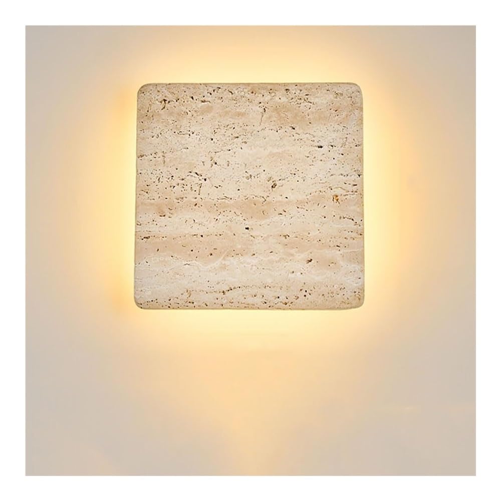HXYSXHJUO Mid Century Marble Wall Light Natural Travertine Sconce Modern Vintage Bathroom Vanity LED Mounted Lamp for Bedroom Bedside Living Room Study Corridor Entryway Restaurant