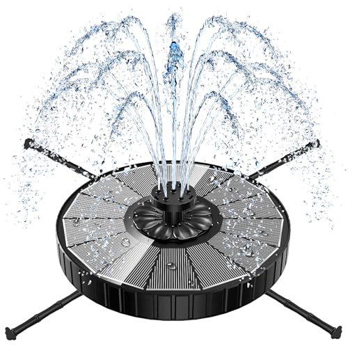 Yzert Solar Fountain, 3-Level Adjustable Water Height, 3.5W Glass Powerful Outdoor Fountain Pump with Rotating Rods & 7 Nozzles for Bird Bath, Garden, Pond, Patio, Flower Pot (2026 Model, Black)