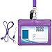 Produktbild Schildchen-Halter, Wisdompro, Doppelseitig, PU-Leder, Ausweis-/Kartenhalter, Mit 58,4 cm Verstellbarem Schlüsselband/Halteband, Bietet Platz Für 3 Bis 4 Karten, Schwarz, Horizontal Horizontal violett
