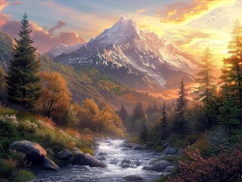 Diamond Painting paysage de rivière à offrir en cadeau de broderie diamant pour adulte