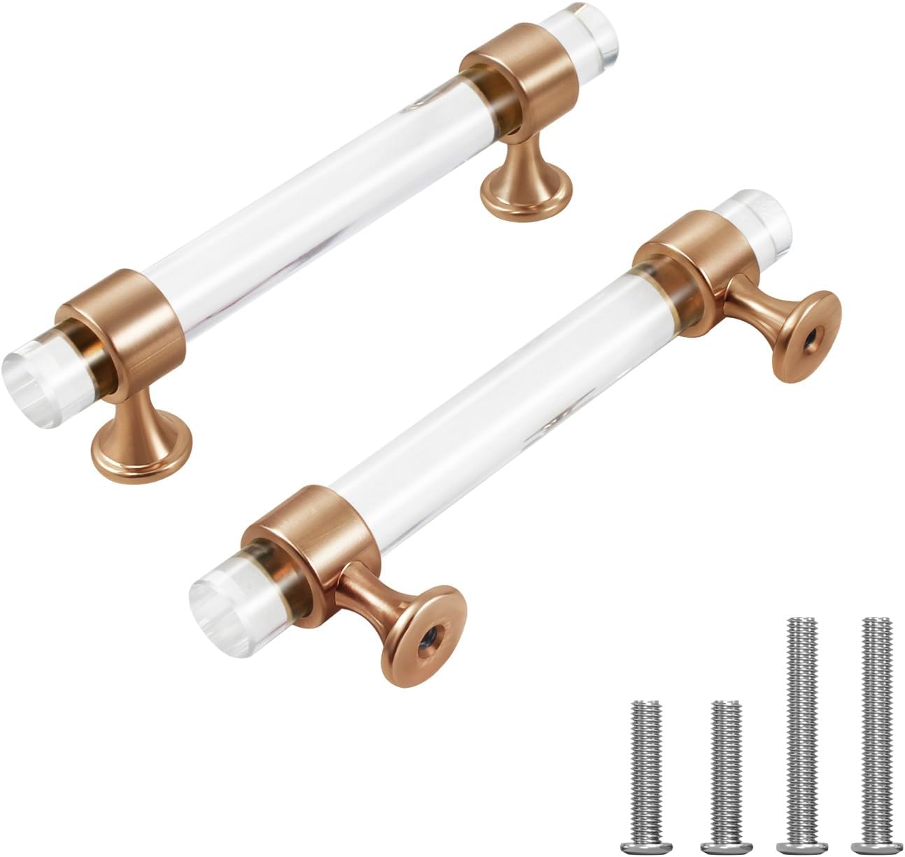 6 Pack Champagne Bronze Cabinet Pulls 3.75 Inch(96mm) Hole Center Crystal Glass Drawer Pulls Kitchen Cabinet Hardware Cabinet Handles for Bathroom Dressers Cupboard Drawers