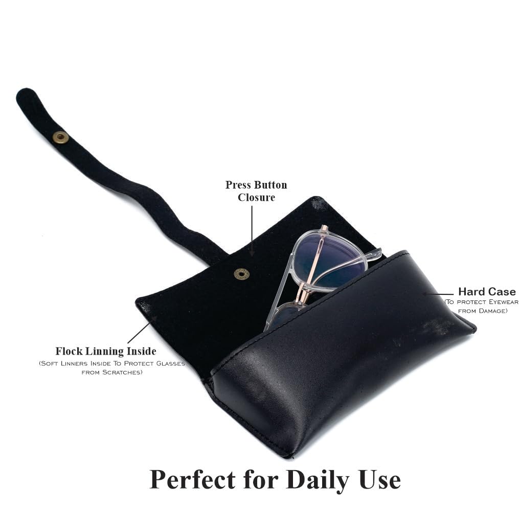 AICA Personalised Name & Charm Leather Sunglass Case (Black) Cover for Men | Premium Hard Case Eyewear Cover | Stylish Gifts for Mens | Corporate Gifts Ideas | Exclusive Diwali Gifts 2