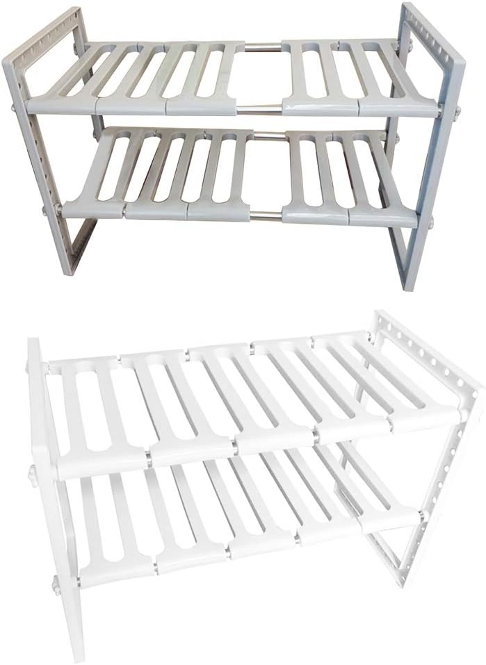 LEJIA 1set of Adjustable Kitchen Utensils Storage Rack Sink Rack Bathroom Storage Rack-White