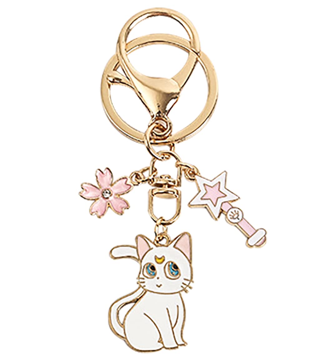 Guagua Sailor Moon Cute Keychain Cartoon Magic Cat Keychain Kawaii Keychain