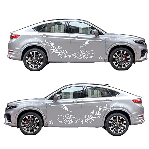 Image of Car Body Decals Carved Hollow Flower Butterfly Decorative Stickers Anti-Scratch for Cars, Vans, SUVs, Trucks,Set of 3 pcs (White)